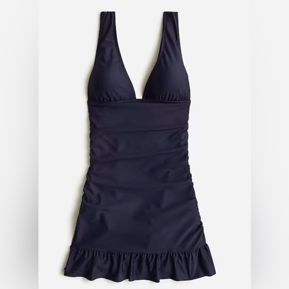 J. Crew Ruched V-Neck Swim Dress